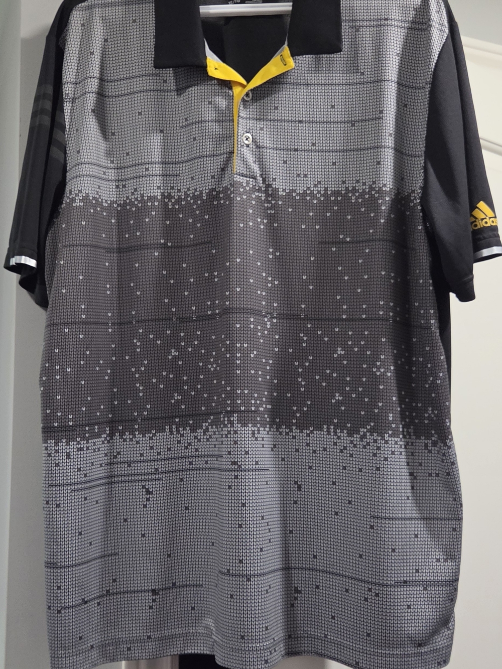 adidas Black & Gray Polo with Yellow Placket